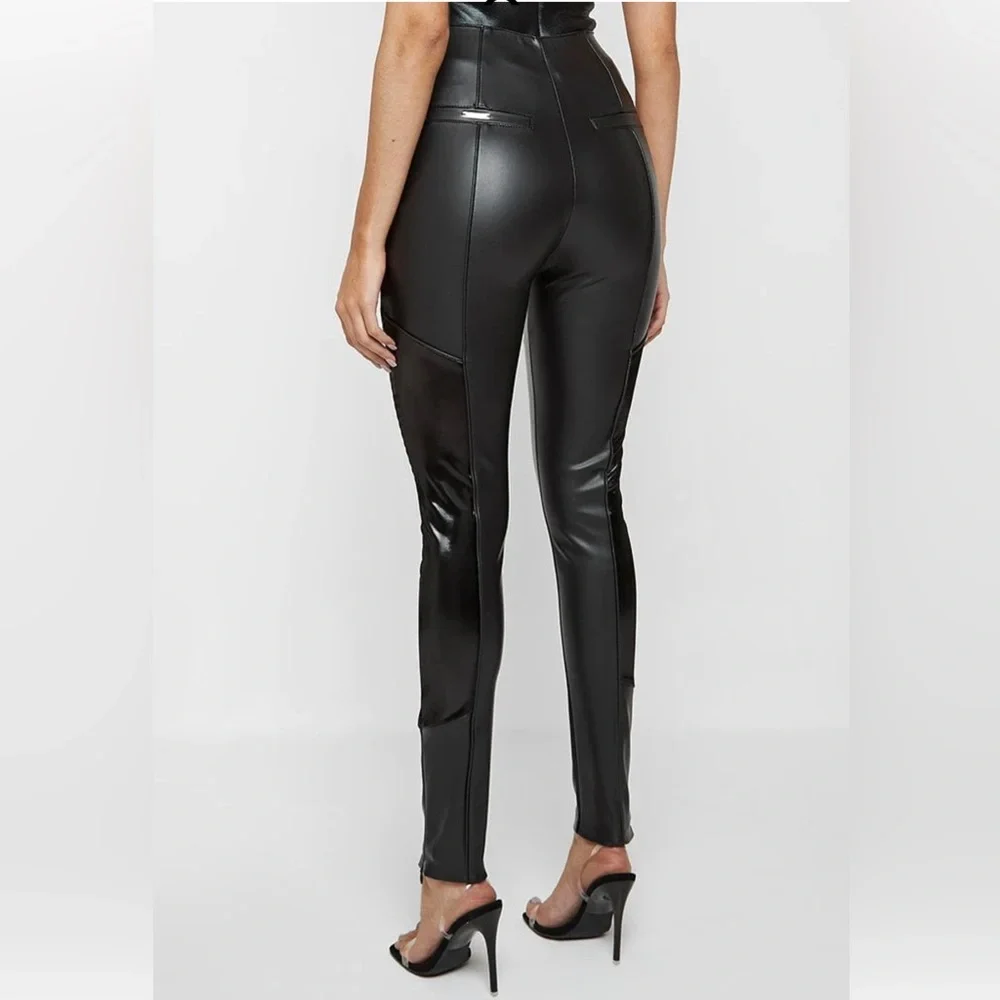 Manier de voir Vegan leather and patent rubbed black leggings - Picture 4 of 15